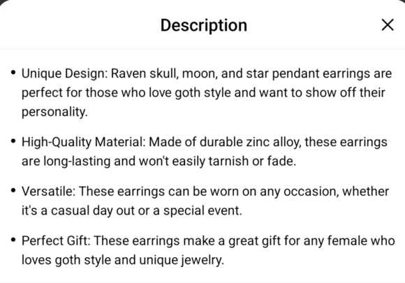 Raven Skull Moon Star Silver Dangle Earrings - Picture 7 of 7